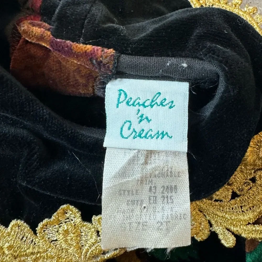 Peaches N Cream Toddler Girl Dress Size 2T Holiday Velvet Floral Black